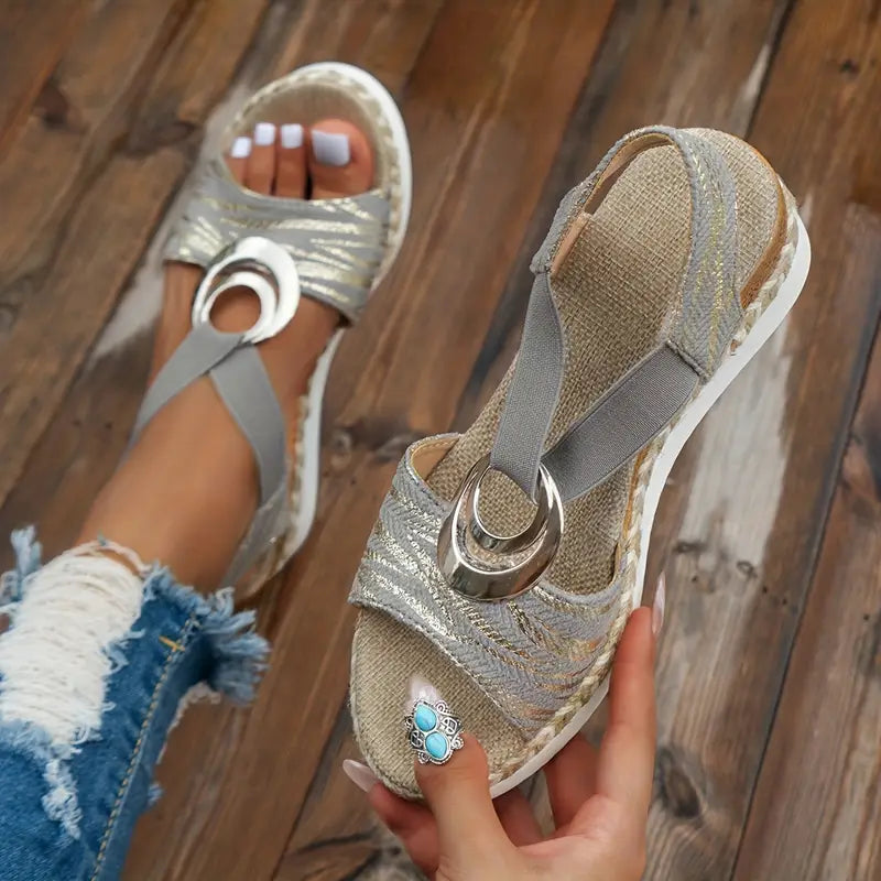 Boho Strappy Wedge Sandals