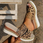 Bold Leopard Wedge Sandals