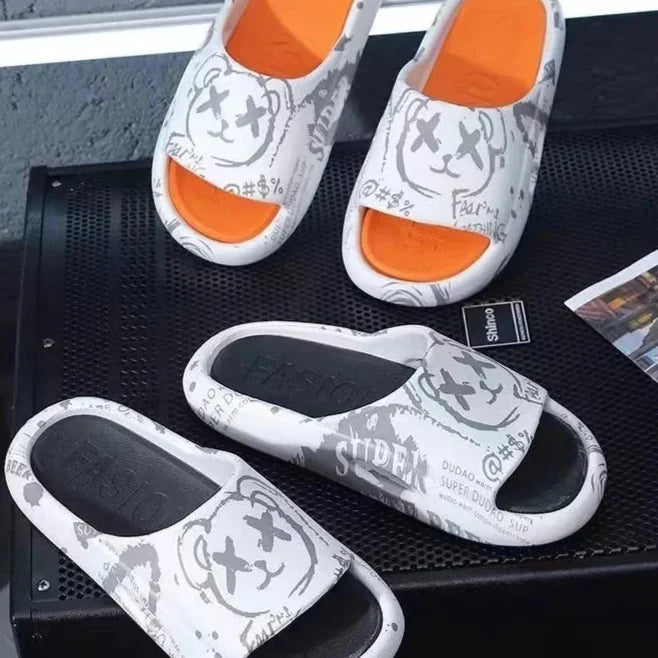 Brick Teddy Bear Cotton Slippers