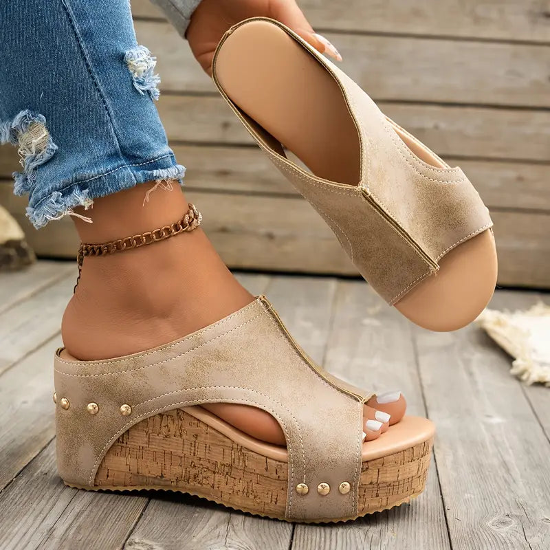 Chic Cork Wedge Sandals