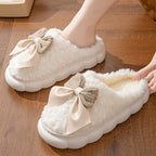 Cloud Faux Fur Bow Slippers