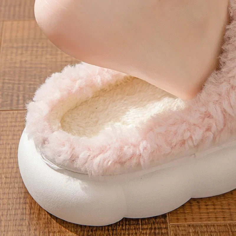 Cloud Faux Fur Bow Slippers
