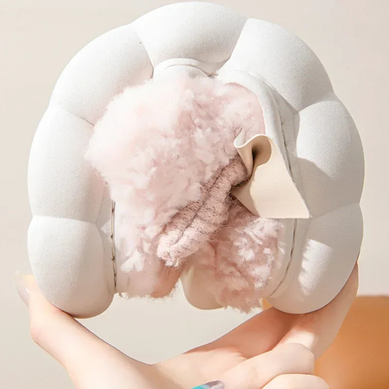 Cloud Faux Fur Bow Slippers