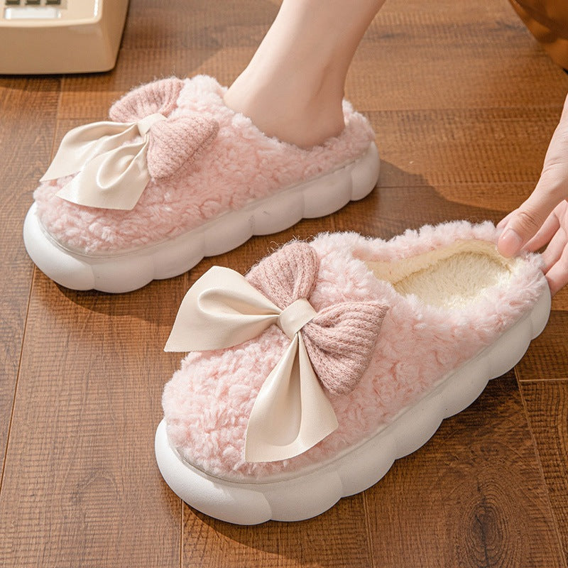 Cloud Faux Fur Bow Slippers