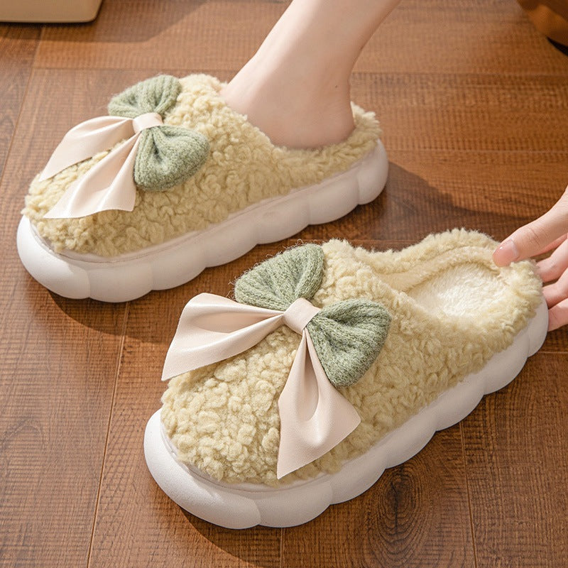 Cloud Faux Fur Bow Slippers