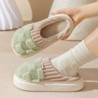 Cloud Fluffy Plaid Mules