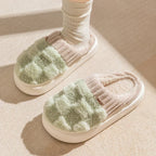 Cloud Fluffy Plaid Mules