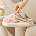 Cloud Fluffy Plaid Mules