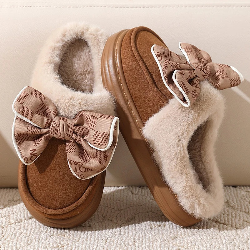 Cloud Winter Bow Slippers