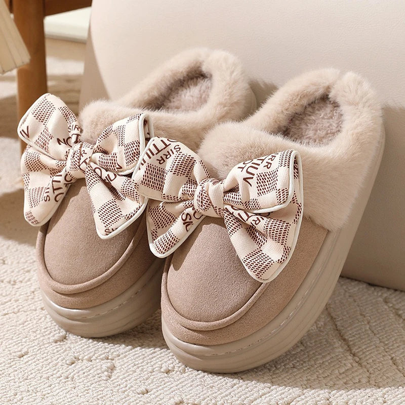 Cloud Winter Bow Slippers