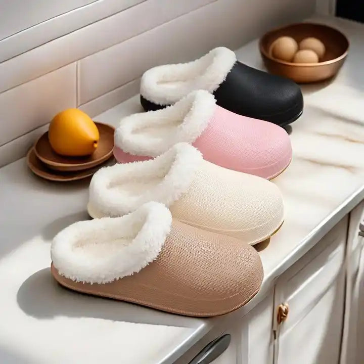 Cotton and Faux Fur Clogs