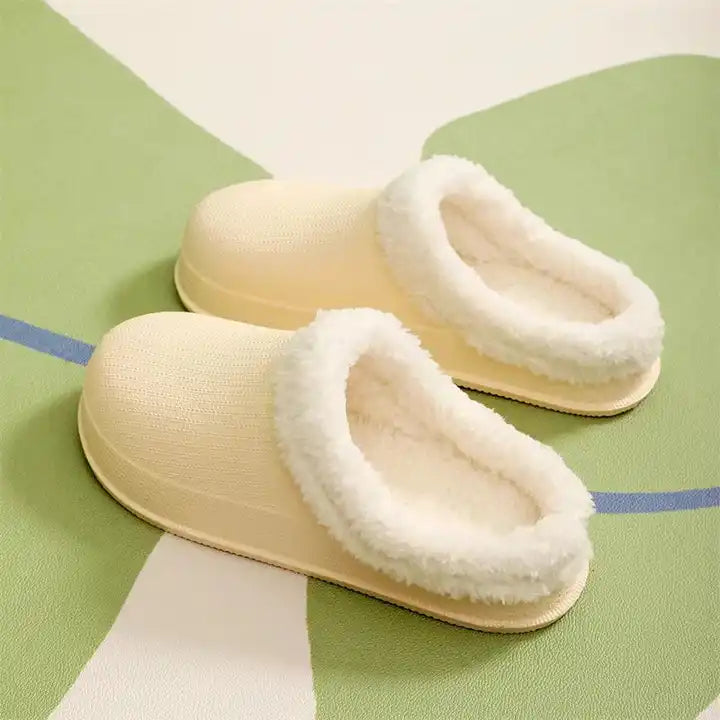 Cotton and Faux Fur Clogs