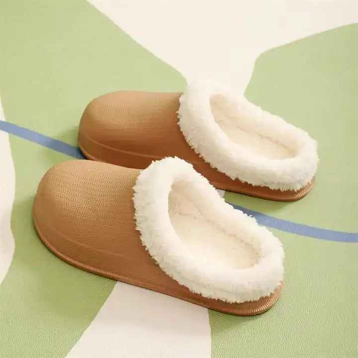 Cotton and Faux Fur Clogs