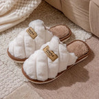Cozy Colorblock Plaid Slippers