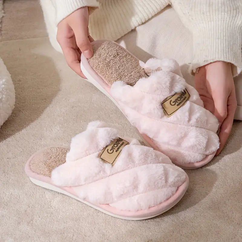 Cozy Colorblock Plaid Slippers