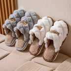 Cozy Colorblock Plaid Slippers