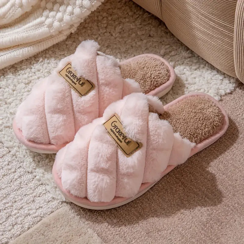 Cozy Colorblock Plaid Slippers