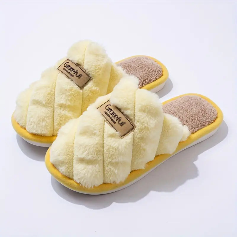 Cozy Colorblock Plaid Slippers