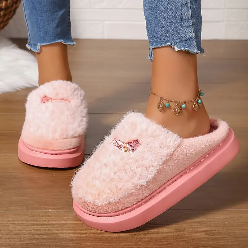 Cozy Pink Plush Slippers