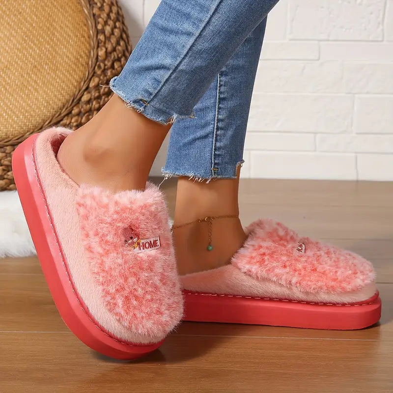 Cozy Pink Plush Slippers