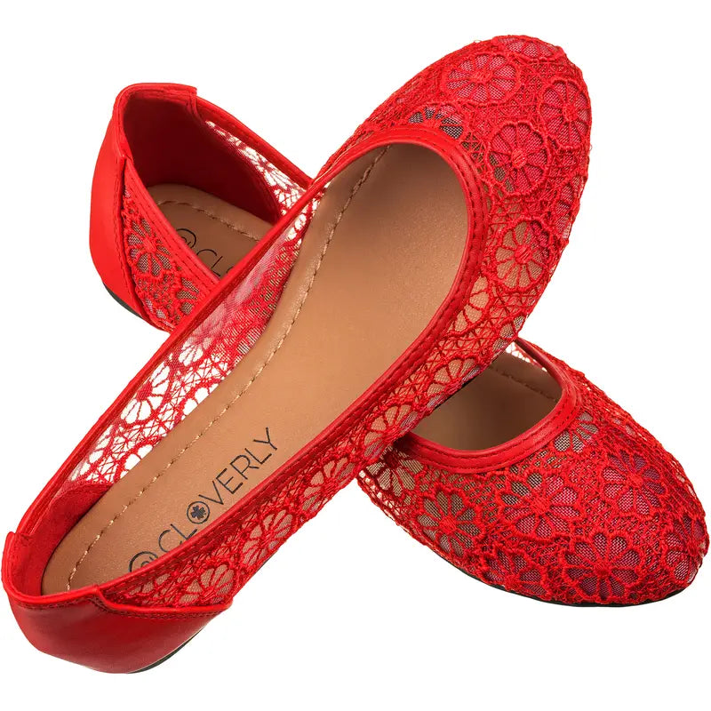 Crochet Lace Ballet Flats
