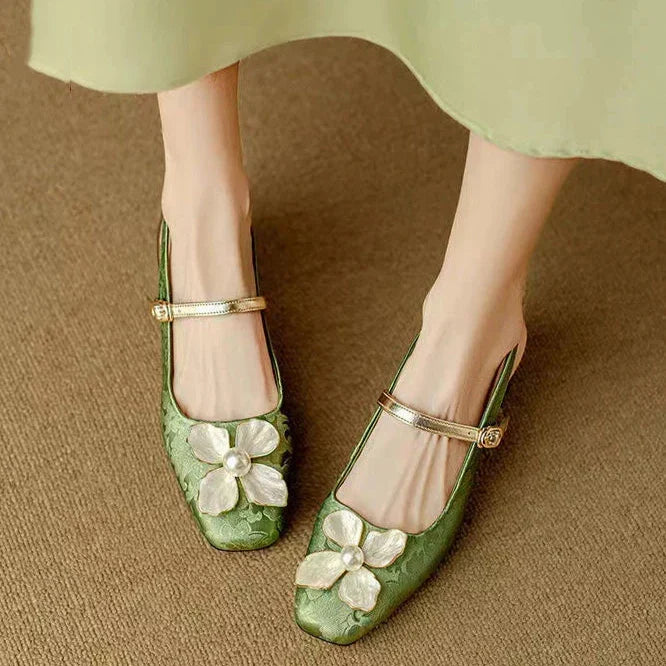 Dahlia Petal Block Heel Pumps