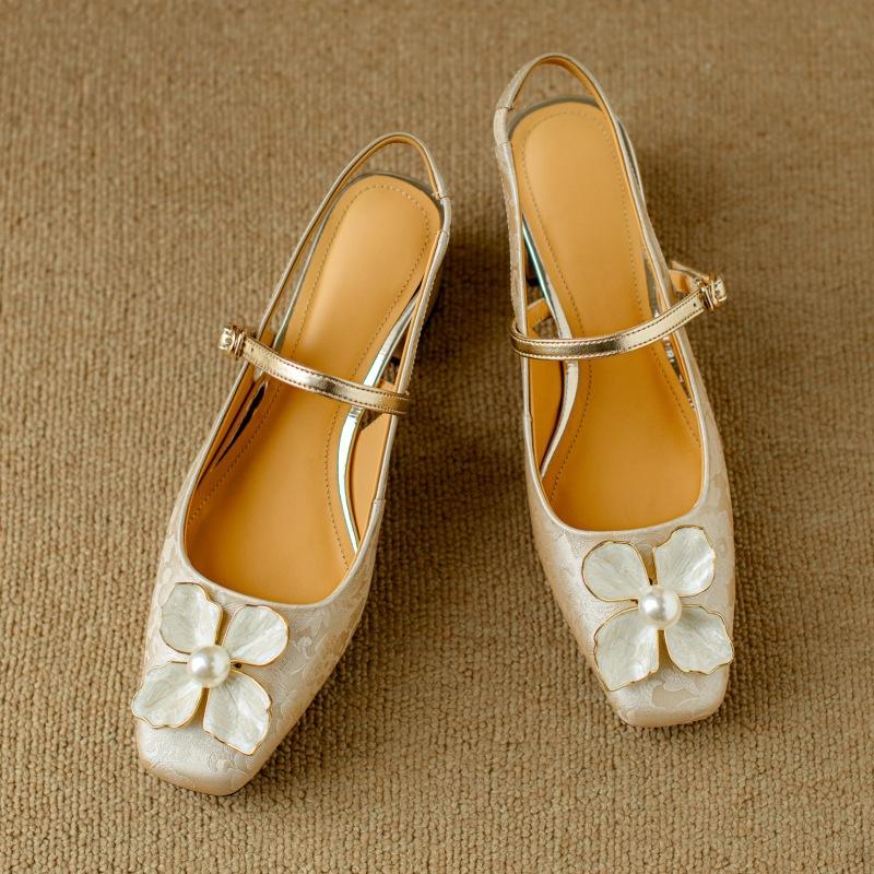 Dahlia Petal Block Heel Pumps