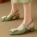 Dahlia Petal Block Heel Pumps