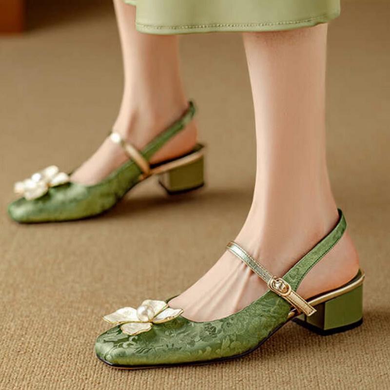 Dahlia Petal Block Heel Pumps