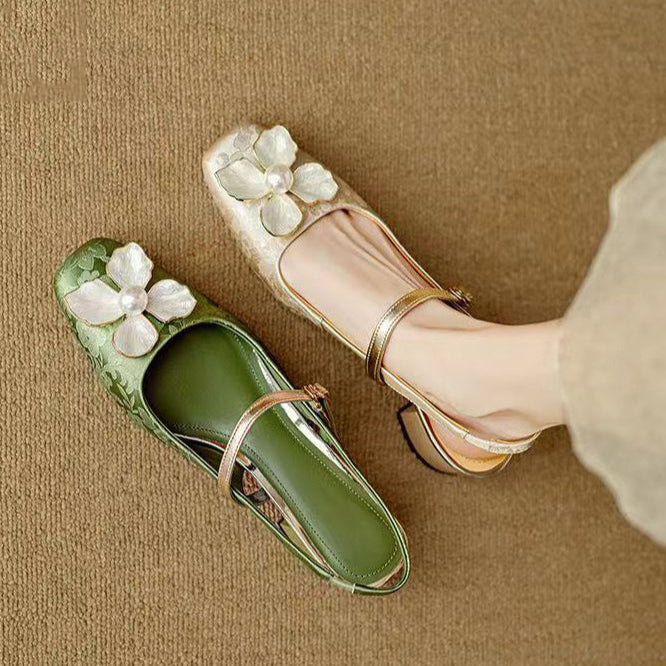 Dahlia Petal Block Heel Pumps