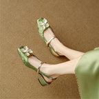 Dahlia Petal Block Heel Pumps