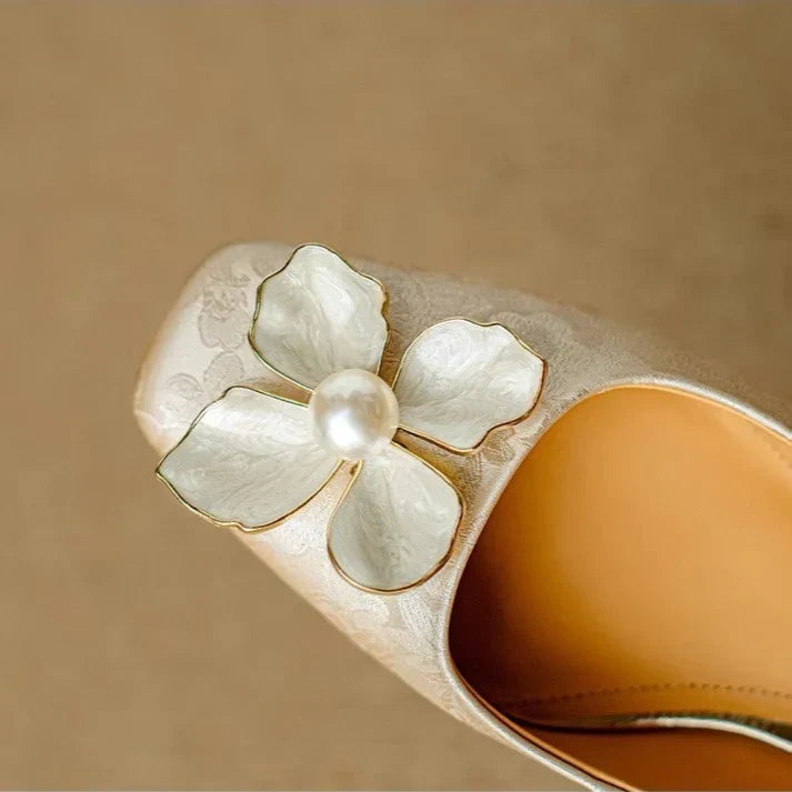Dahlia Petal Block Heel Pumps