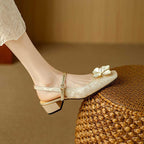 Dahlia Petal Block Heel Pumps