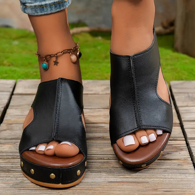 Elegant Studded Wedge Sandals