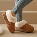 Faux Fur Lined Suede Slippers