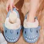 Fluffy Shark Slides – Unisex Non-Slip Winter Slippers