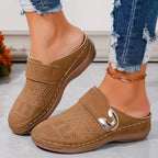 Gold Buckle Comfort Mules
