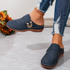 Gold Buckle Comfort Mules
