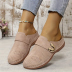 Gold Buckle Comfort Mules