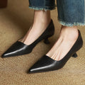 Leather Kitten Heel Pumps