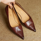 Leather Kitten Heel Pumps