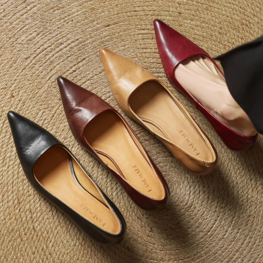 Leather Kitten Heel Pumps