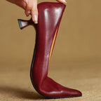 Leather Kitten Heel Pumps