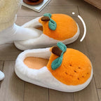 Orange Fluffy Faux Fur Slippers