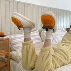 Orange Fluffy Faux Fur Slippers