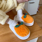 Orange Fluffy Faux Fur Slippers