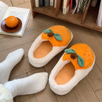 Orange Fluffy Faux Fur Slippers