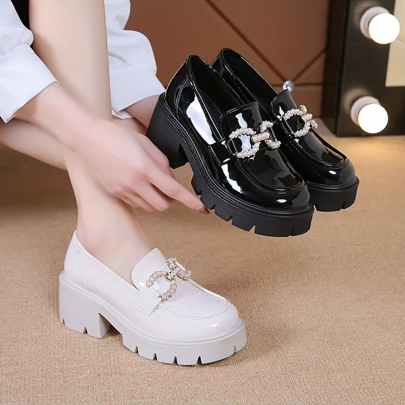 Pearl Chain Patent Loafers