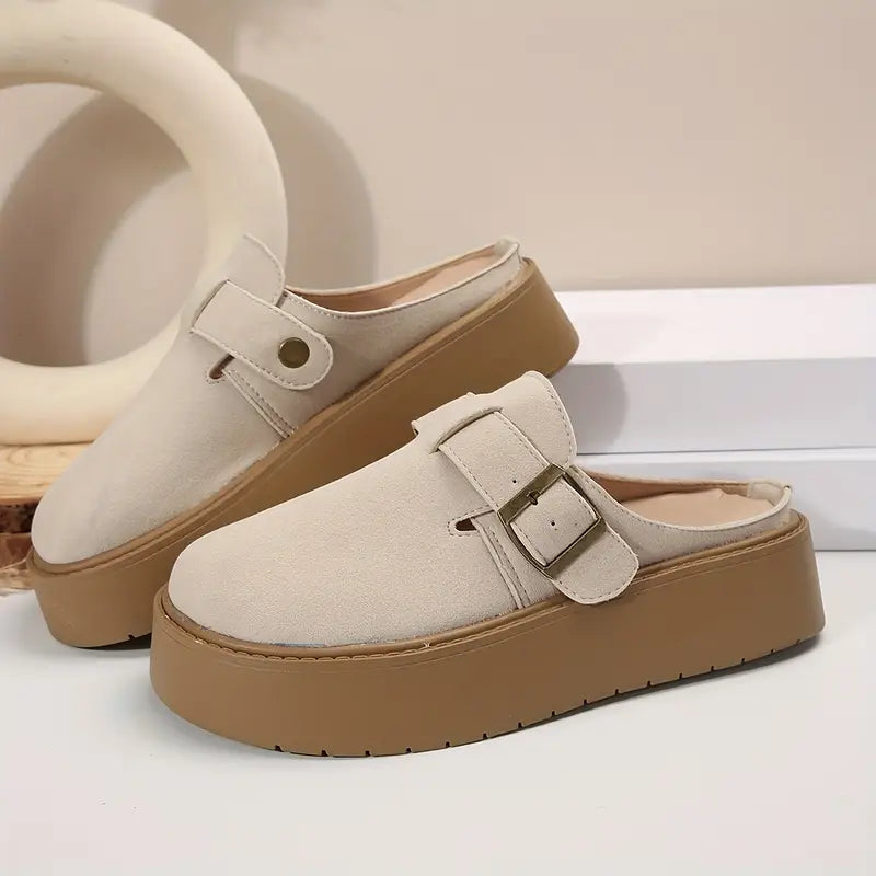 Retro Thick-Sole Half Slippers
