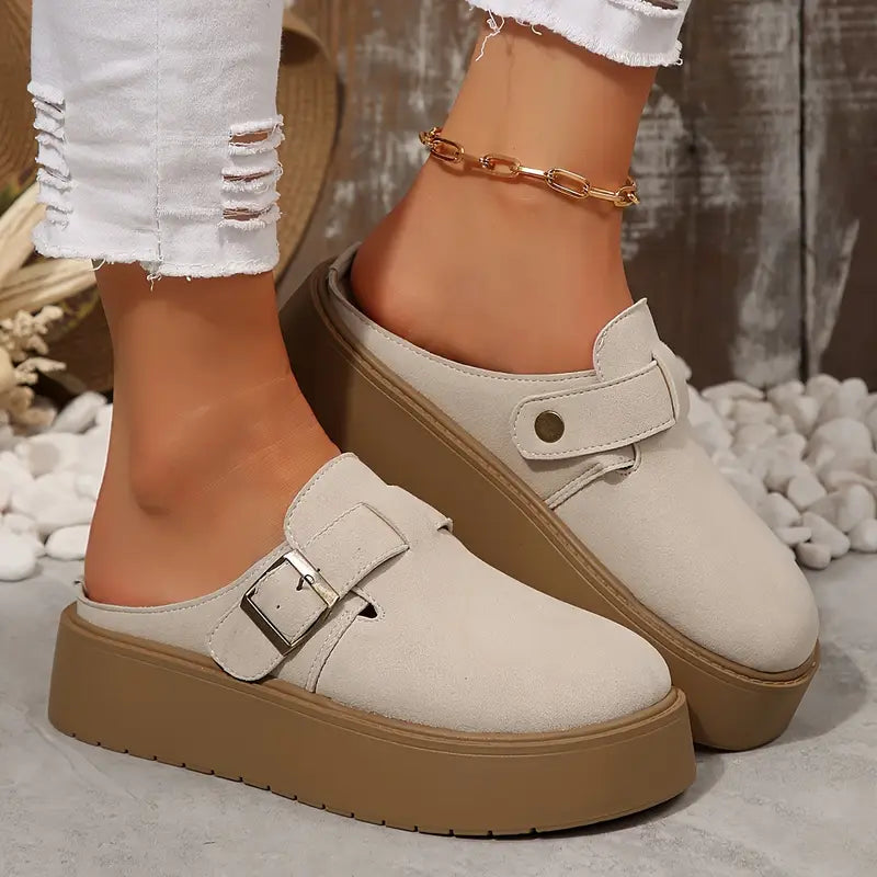 Retro Thick-Sole Half Slippers